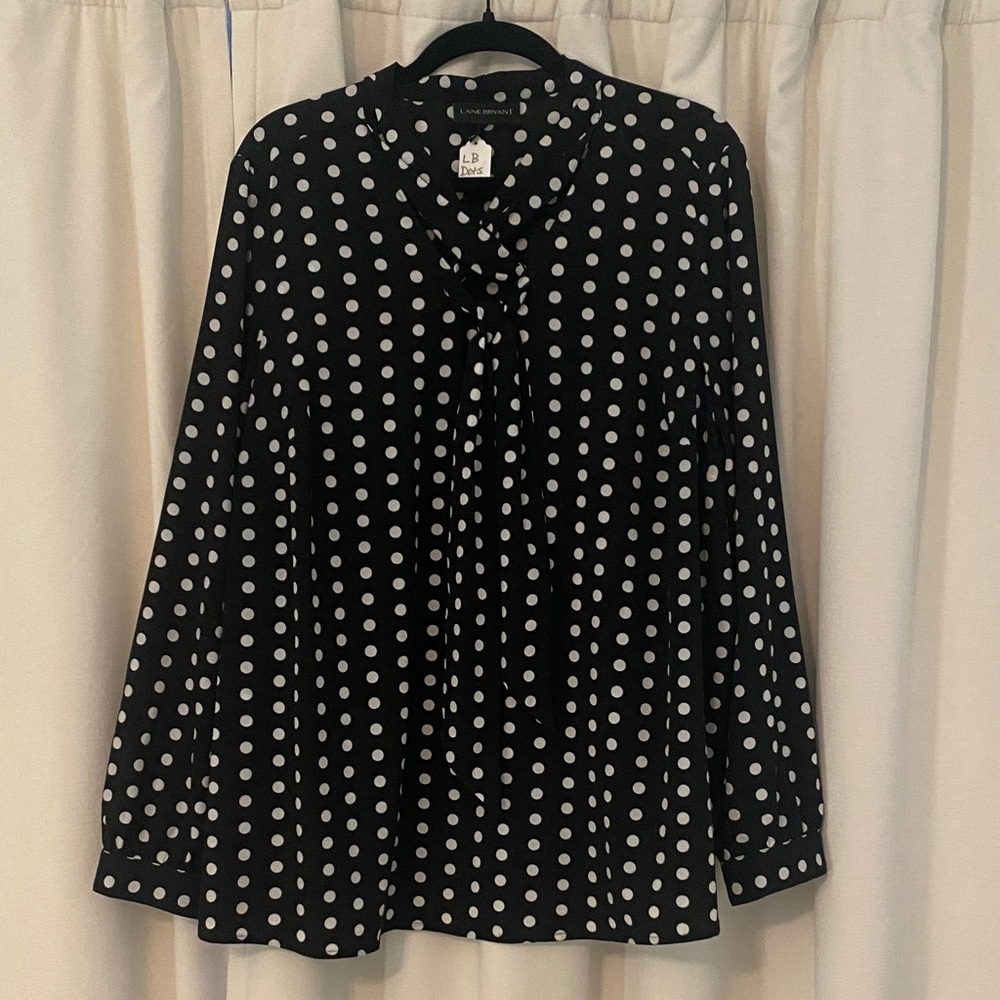 Lane Bryant Black and White Polka Dot Blouse
